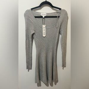 Olive + Oak ribbed long sleeve scoop neck dress